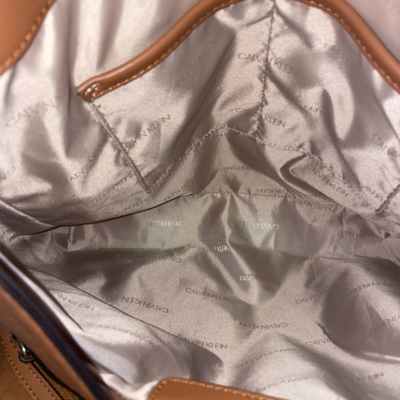 NWOT Calvin Klein Triple Compartment Reyna Tote in Caramel Color - Picture 5 of 16